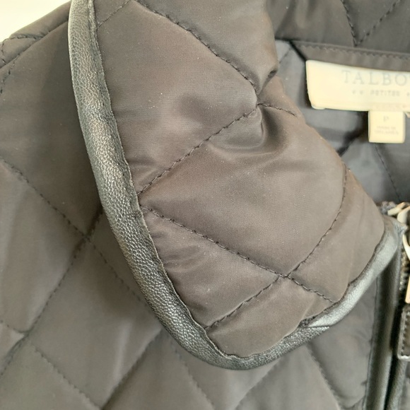 Talbots, black quilted, leather jacket with foe leather trim - Picture 4 of 8